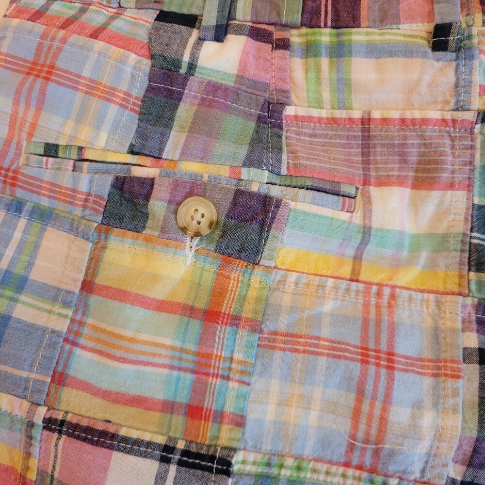 Berle Patchwork Madras Plaid Flat Front Shorts Si… - image 5